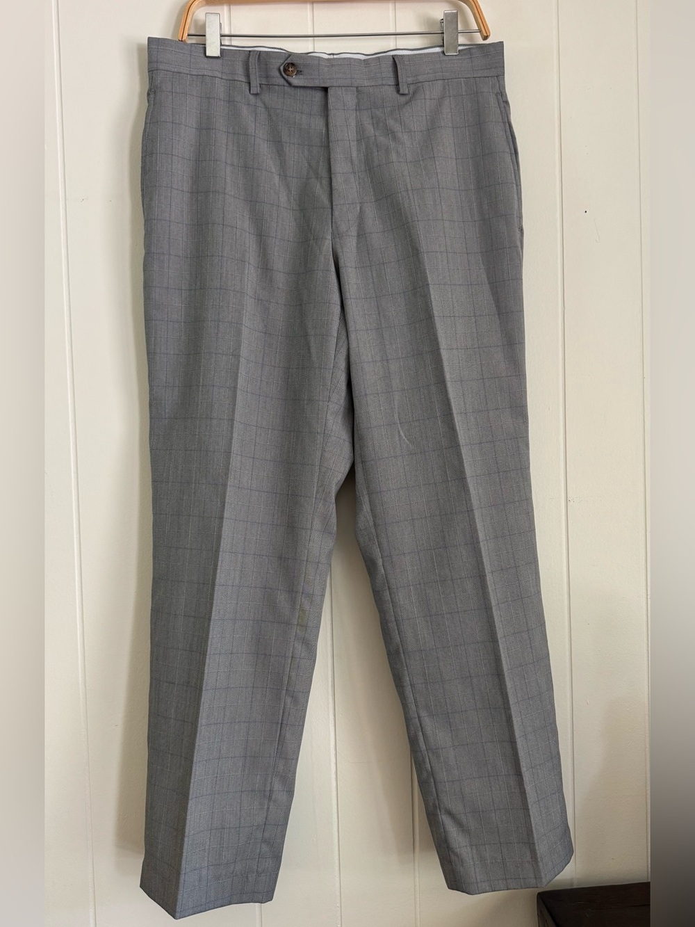 Vintage Ralph Lauren Men’s Gray Plaid Dress Pants 33x30 Windowpane Trousers